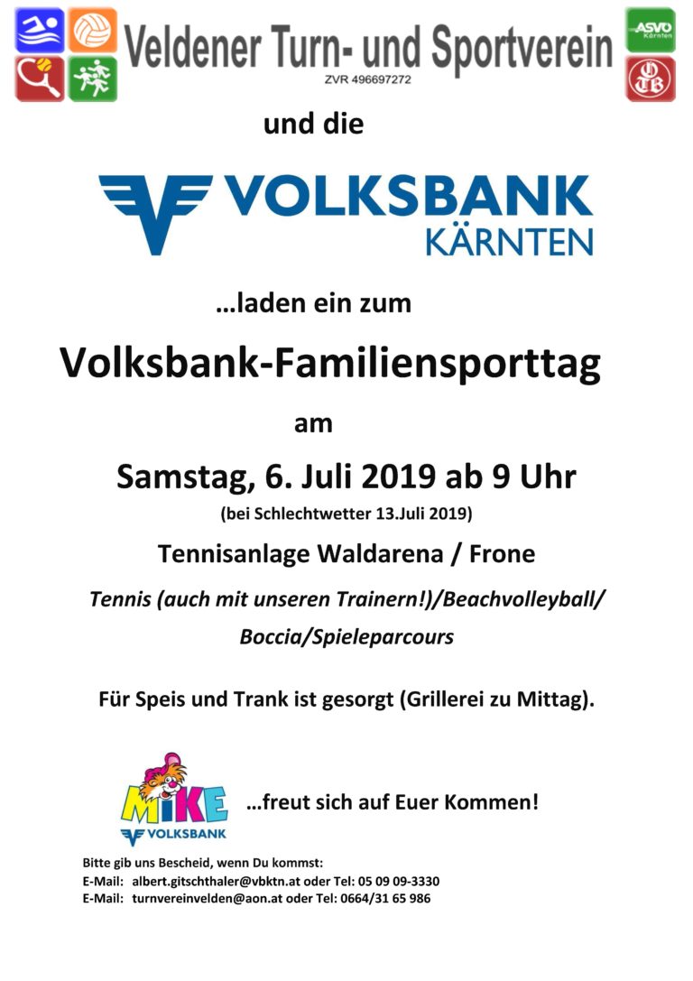 Volksbank Familiensporttag am 06.Juli