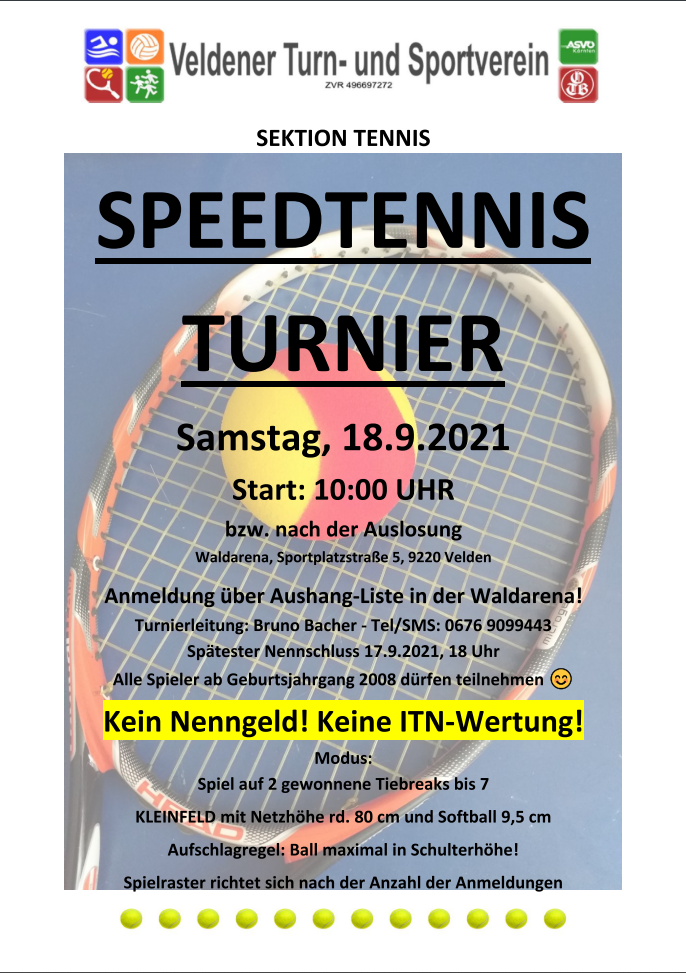 Speedtennis Turnier am 18.09.