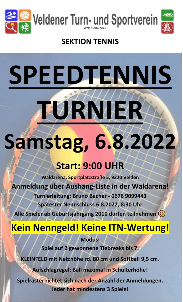 Speedtennis Turnier am 06.08.2022 (Samstag)